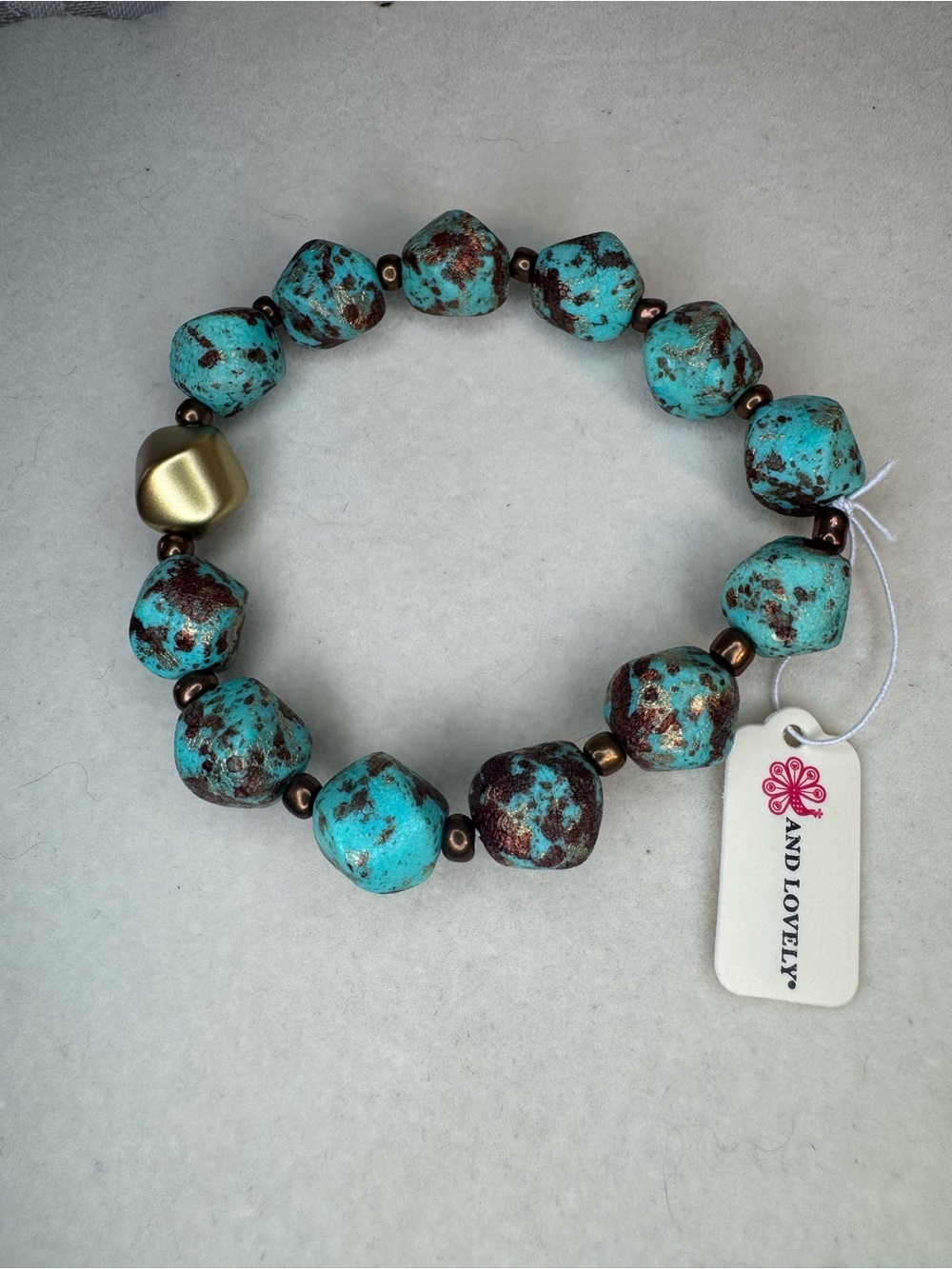New And Lovely Resin Turquoise Beaded Stretch Bracelet